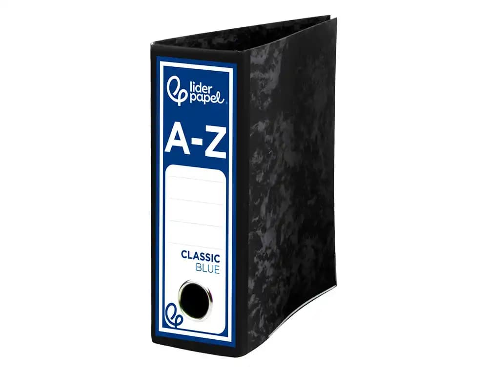 Archivador de palanca liderpapel cuarto classic blue sin rado lomo 80mm negro compresor metalico