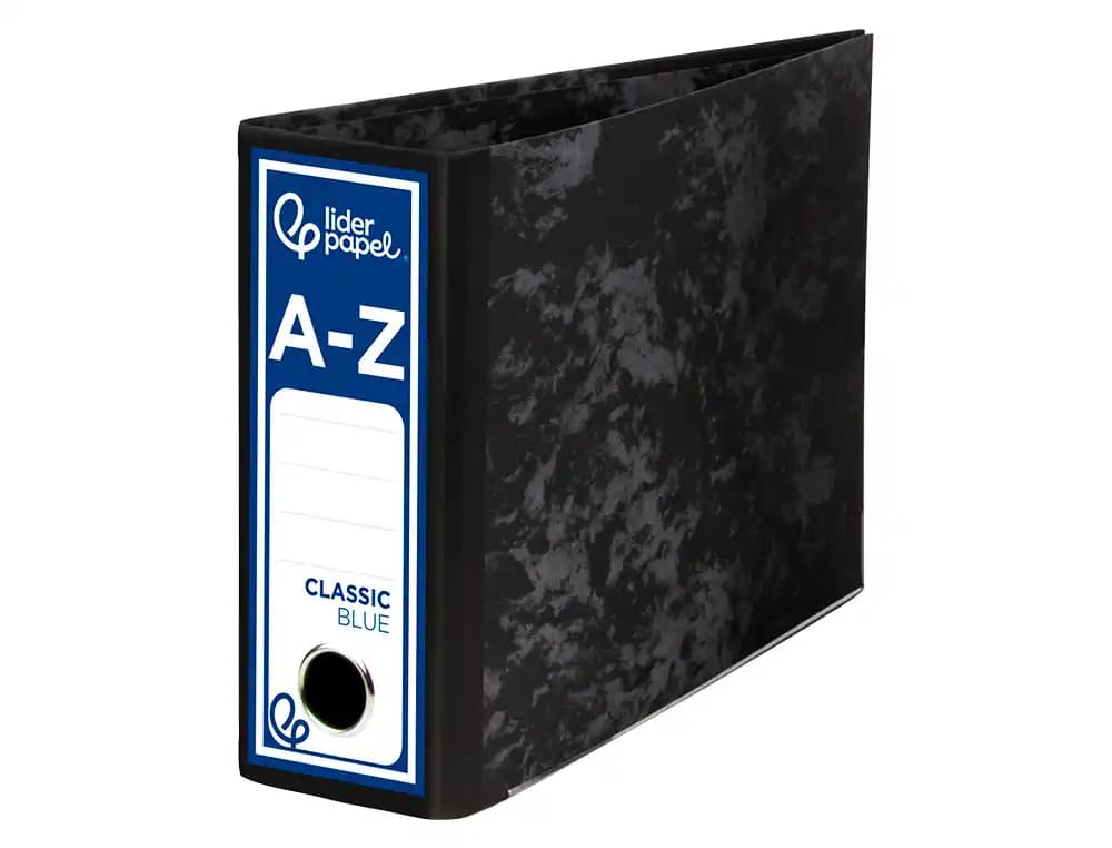 Archivador de palanca liderpapel cuarto apaisado classic blue sin rado lomo 80mm negro compresor metalico