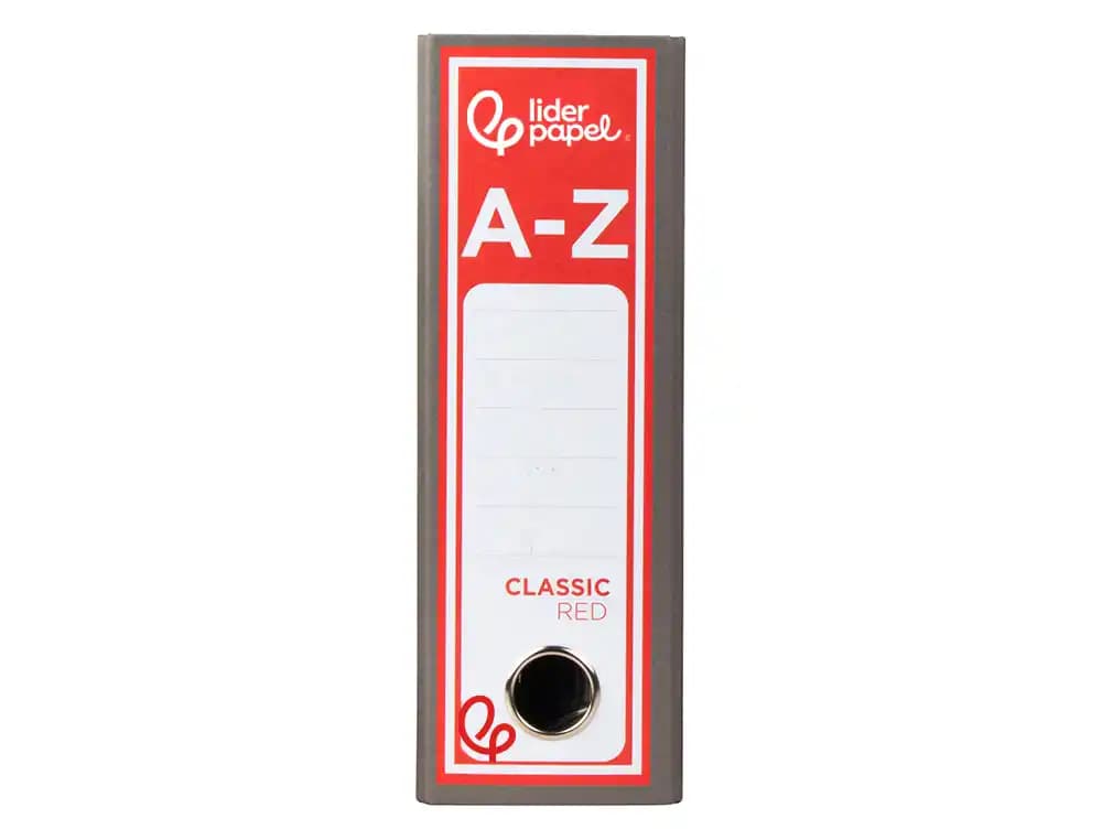 Archivador de palanca liderpapel cuarto classic red carton entrecolado sin rado lomo 80mm gris compresor metalic