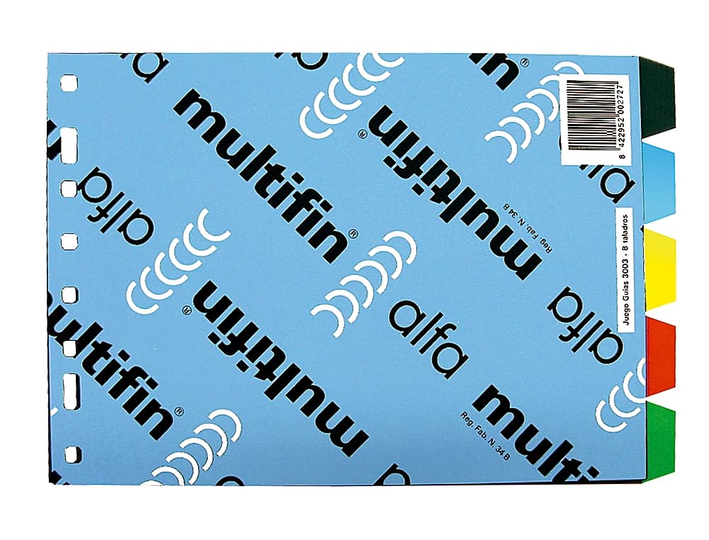 Separador multifin 3003 plastico cuarto apaisado 5 pestañas 215x155 mm
