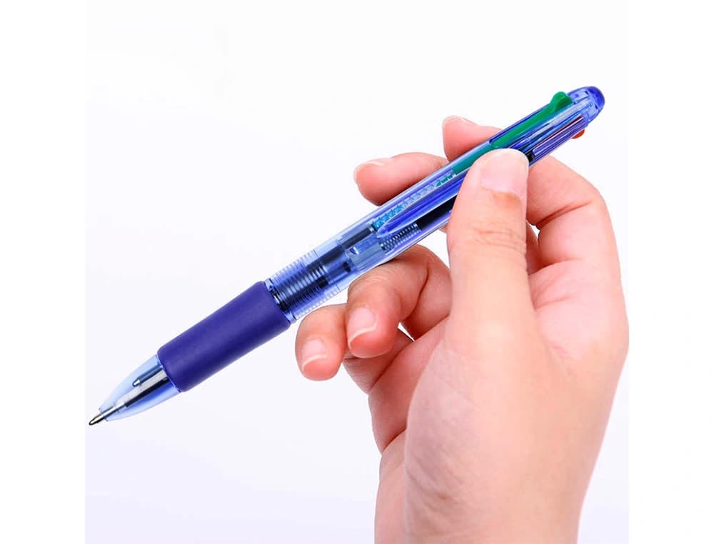 Boligrafo q-connect 4 en 1 tinta 4 colores retractil con sujecion de caucho