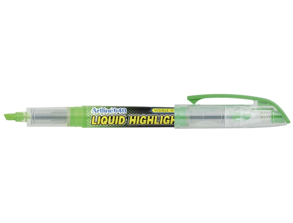 Rotulador fluorescente Artline EK-640 de punta biselada con visor de tinta – Verde