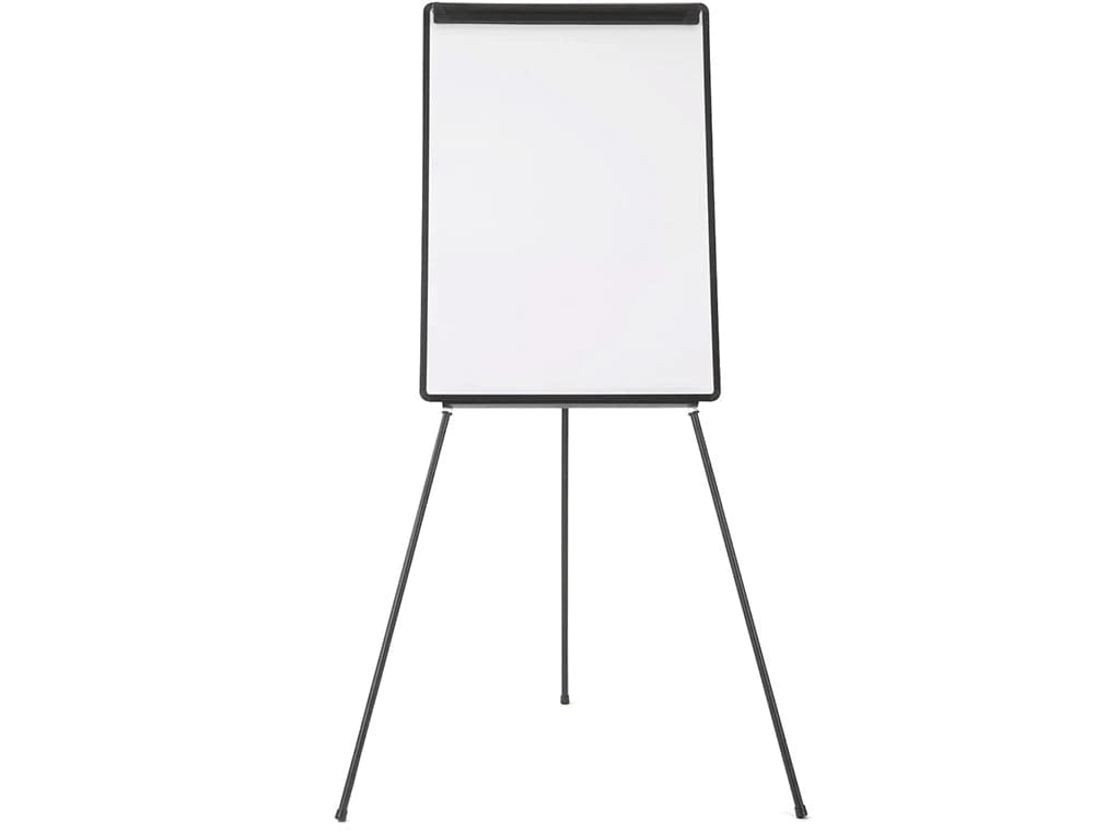Pizarra blanca q-connect con tripode 100x70 cm para convenciones superficie laminada marco negro