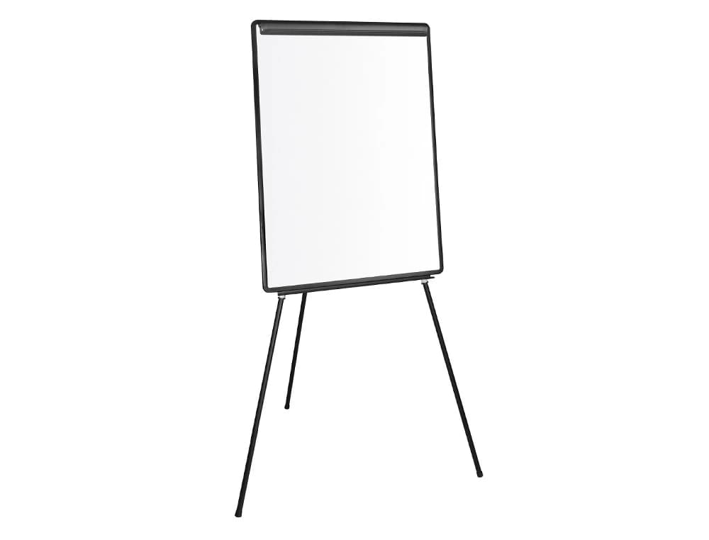 Pizarra blanca q-connect con tripode 100x70 cm para convenciones superficie laminada marco negro