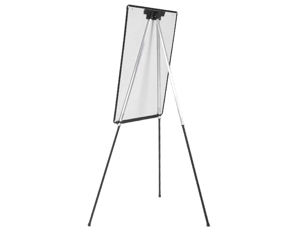 Pizarra blanca q-connect con tripode 100x70 cm para convenciones superficie laminada marco negro