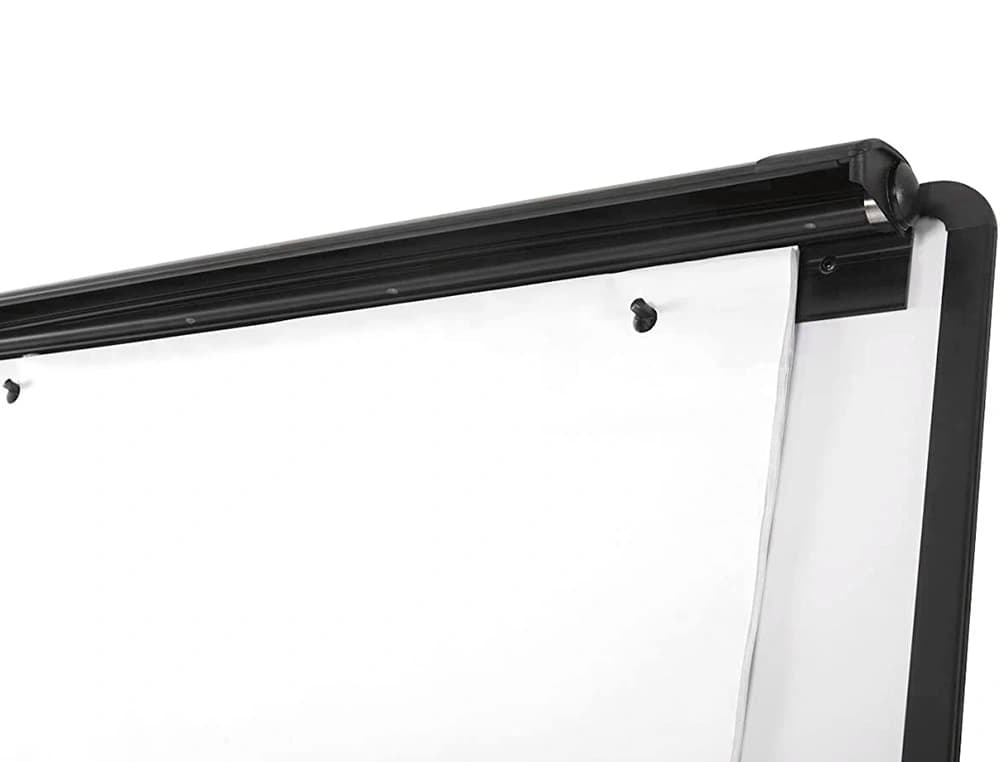Pizarra blanca q-connect con tripode 100x70 cm para convenciones superficie laminada marco negro
