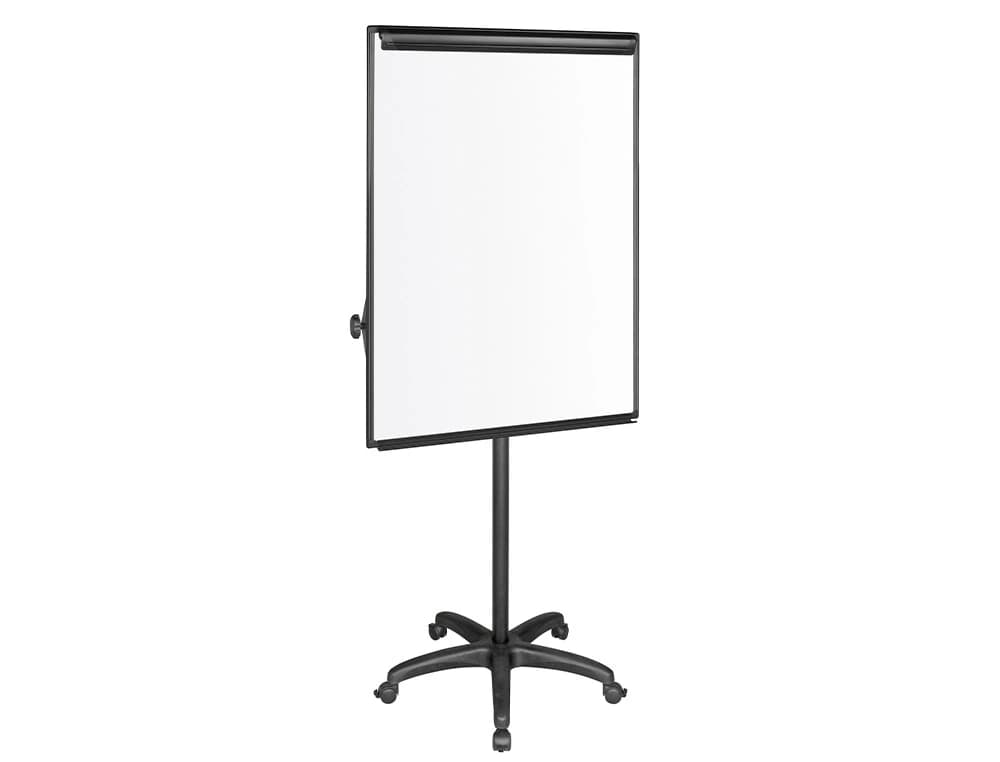 Pizarra movil q-connect con ruedas para conferencias tablero lacado blanco apta para escritura directa y bloc