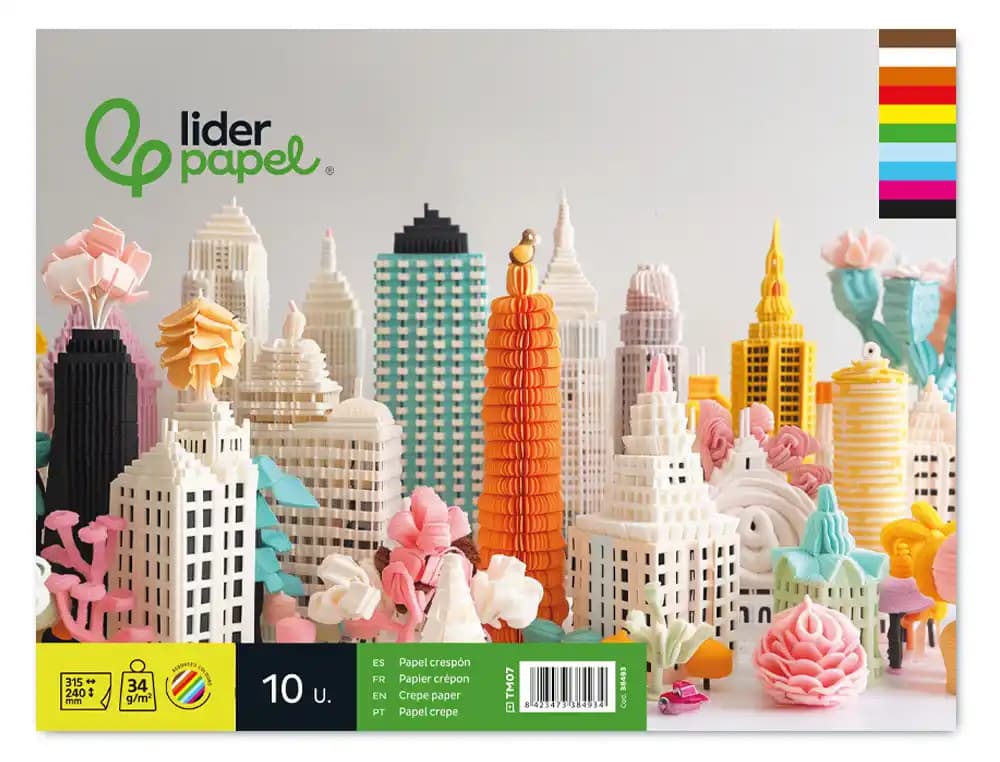 Bloc trabajos manuales liderpapel crespon 240x315mm 10 hojas colores surtidos