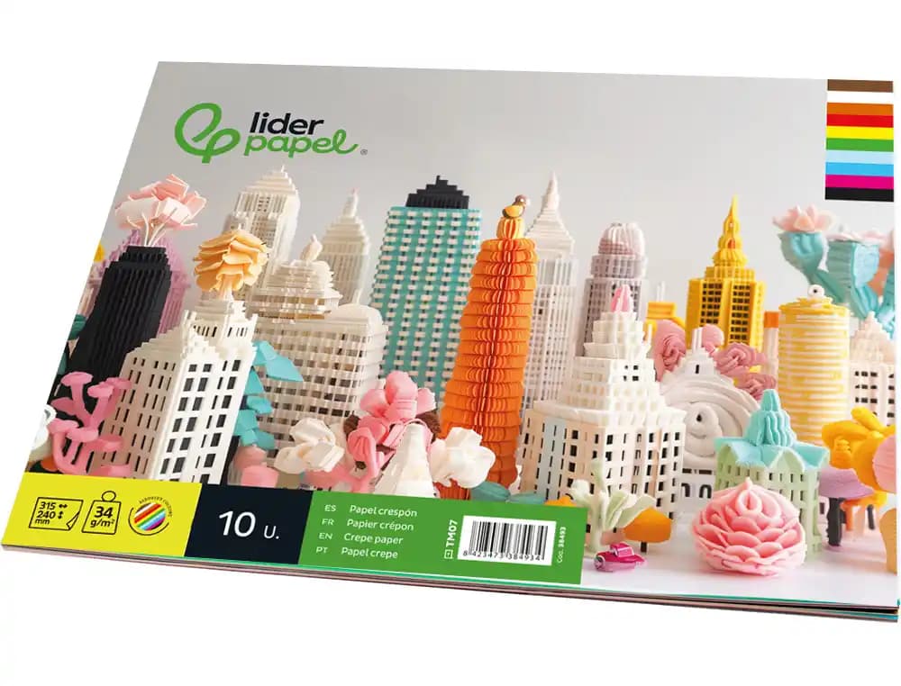 Bloc trabajos manuales liderpapel crespon 240x315mm 10 hojas colores surtidos