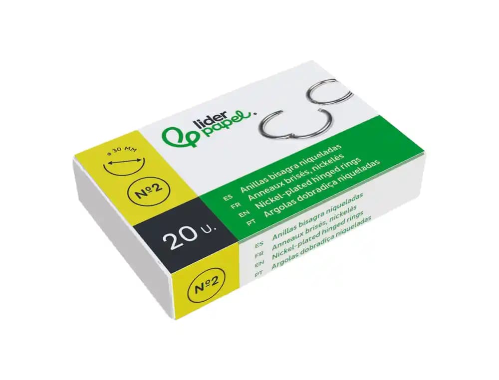 Anilla bisagra liderpapel niquelada n.2 diametro 30 mm caja de 20 unidades