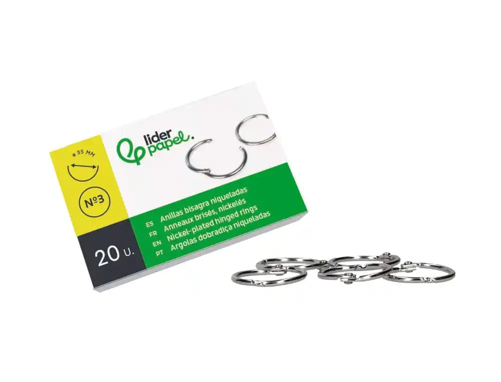 Anilla bisagra liderpapel niquelada n.3 diametro 35 mm caja de 20 unidades