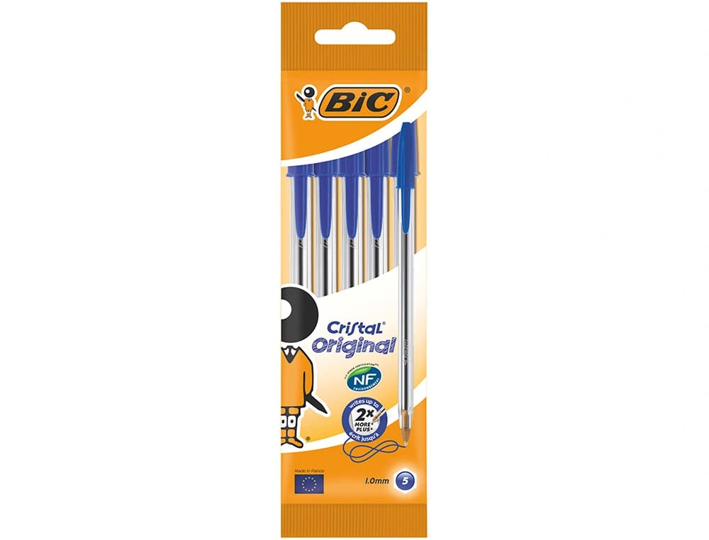 Boligrafo bic cristal original bolsa de 5 unidades