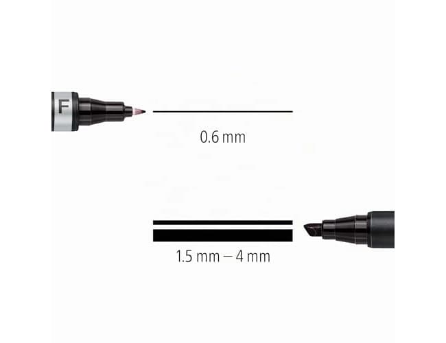 Rotulador permanente Staedtler Lumocolor Duo 348 con punta fina de 0,6 mm y gruesa de 1,5 mm – Negro