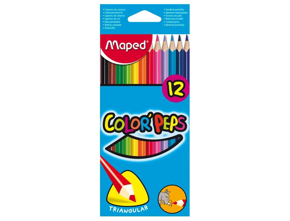 Lapices de colores maped triangulares caja de 12 unidades colores surtidos