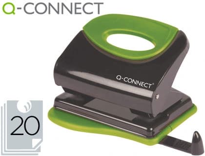 Q-Connect Taladrador Q-Connect KF00995 metálico con empuñadura de caucho capacidad 20 hojas