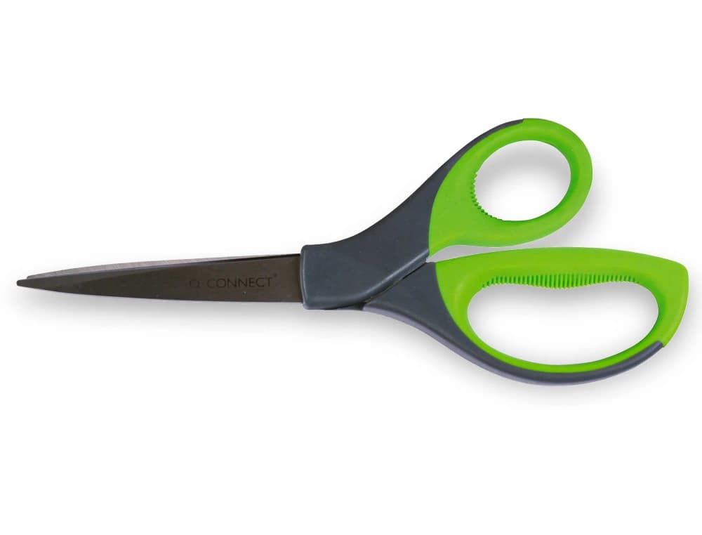 Tijera q-connect mango caucho 8\" 21 cm blister