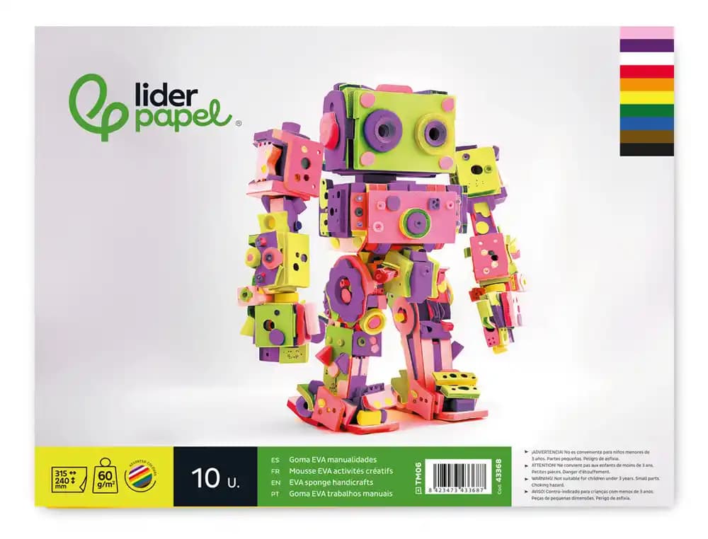 Bloc trabajos manuales liderpapel goma eva 240x315mm 10 hojas colores surtidos