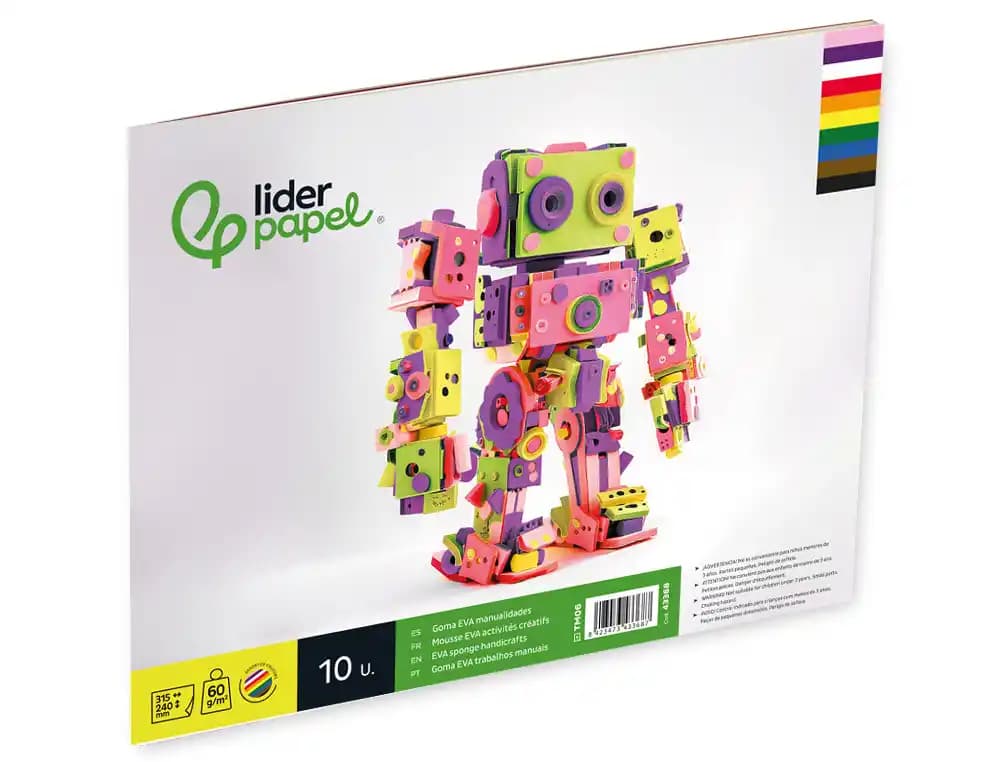 Bloc trabajos manuales liderpapel goma eva 240x315mm 10 hojas colores surtidos