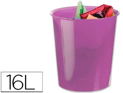 Papelera plastico archivo 2000 violeta translucido 16 litros 290x310 mm