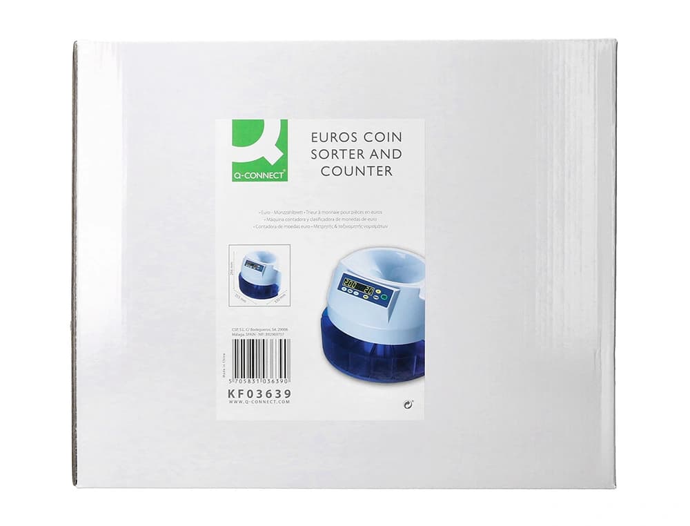 Contador y clasificador de mon edas q-connect suma resta y totaliza 216 monedas/minuto