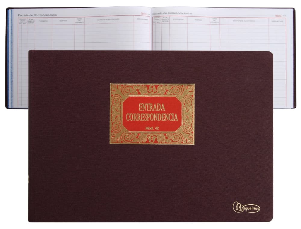 Libro miquelrius n.42 folio apaisado 100 hojas entrada de correspondencia