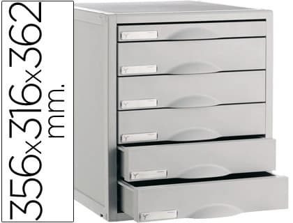 Archivo 2000 Fichero cajones de sobremesa 8206c 356x316x362 mm 6 cajones color gris