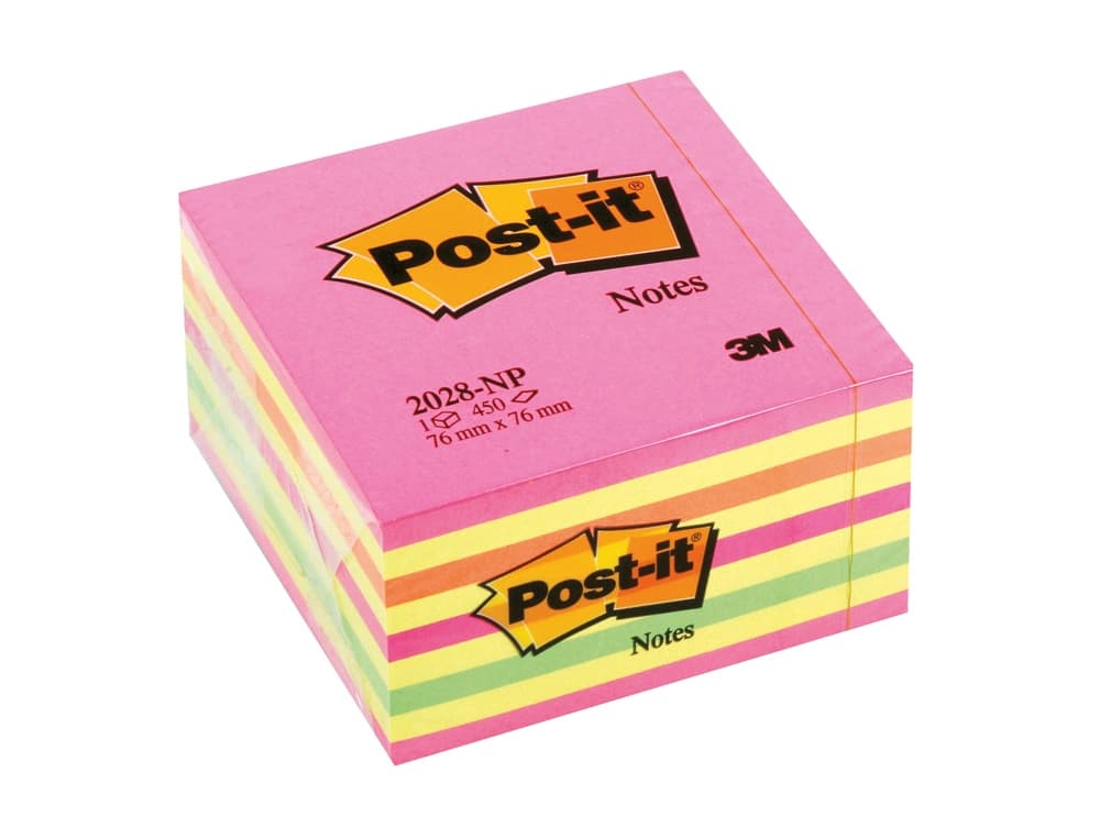 Bloc de notas adhesivas quita y pon post-it 76x76 mm cubo 450 hojas