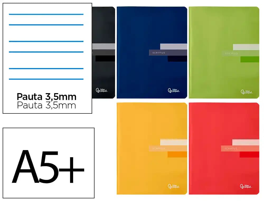 Liderpapel Libreta Liderpapel scriptus A5 plus 48 hojas 90gr pauta 4ª 3.5mm con margen