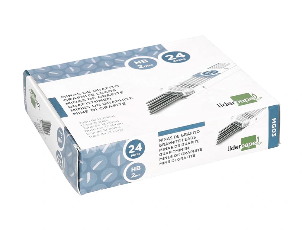 Minas liderpapel grafito 2 mm estuche de 12 minas longitud 120 mm