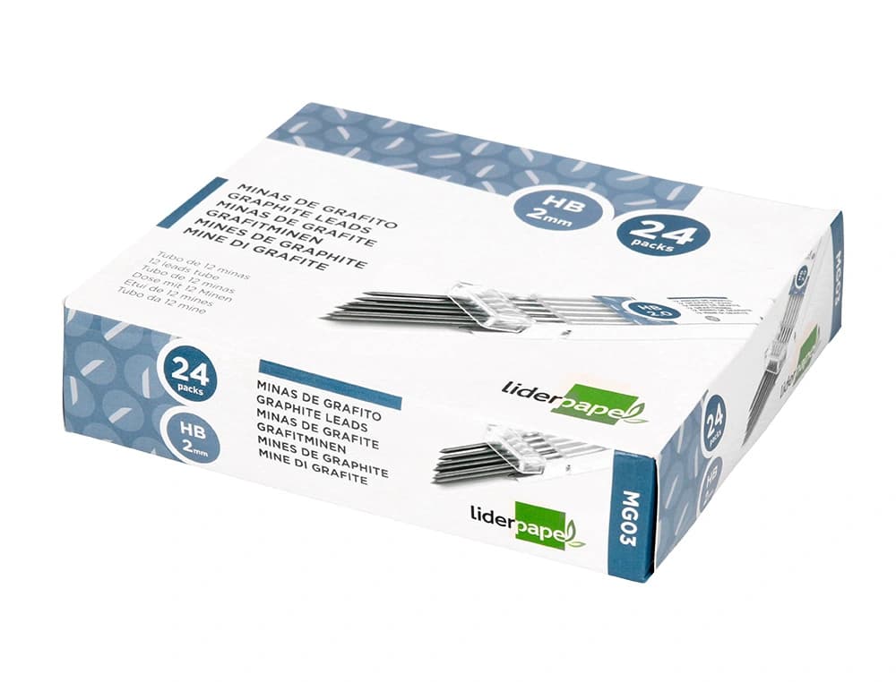 Minas liderpapel grafito 2 mm estuche de 12 minas longitud 120 mm
