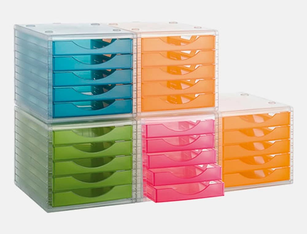 Fichero cajones de sobremesa archivo 2000 340x270x260 mm apilables 5 cajones