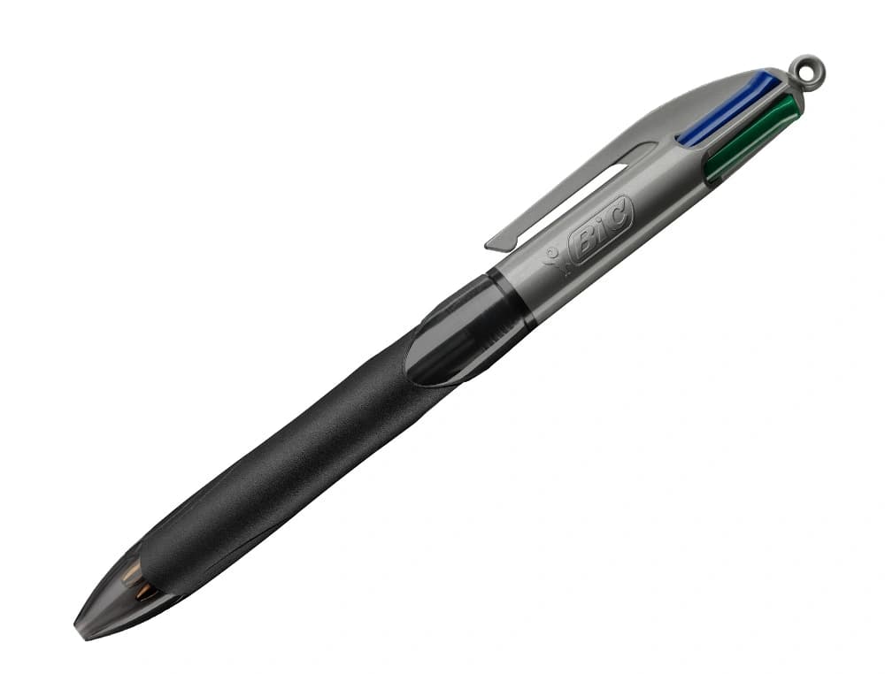 Boligrafo bic cuatro colores con grip colore negro punta 1,3 mm