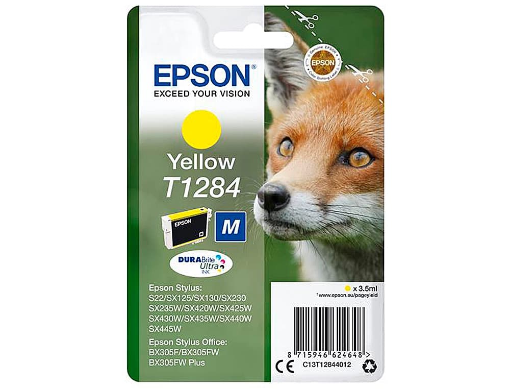 Ink-jet epson t1284 amarillo sx125 / sx420w / 425w / office bx305f -capacidad