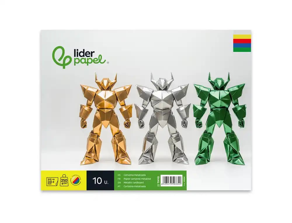 Bloc trabajos manuales liderpapel cartulina metalizada 240x315mm 10 hojas colores surtidos