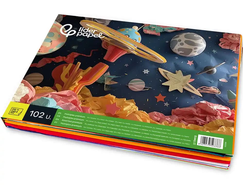 Bloc trabajos manuales liderpapel multiple premium 240x315mm 102 hojas colores surtidos