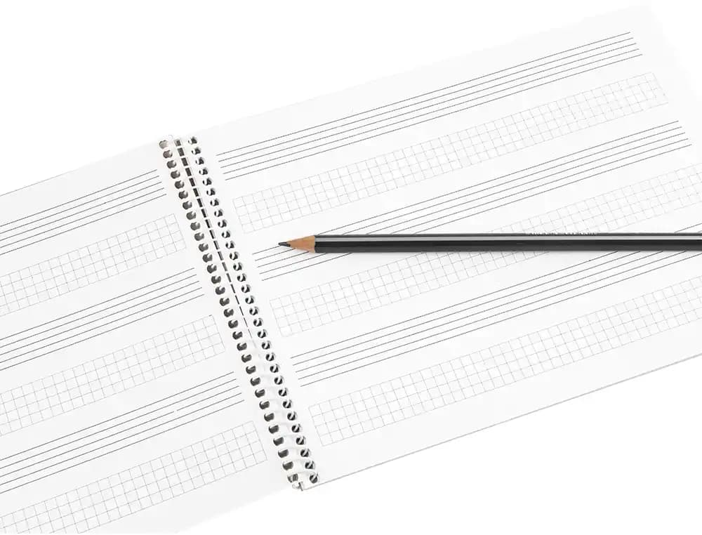 Bloc musica liderpapel combi pentagrama 3mm mas cuadricula de 4mm para anotaciones cuarto20 hojas 100g/m2