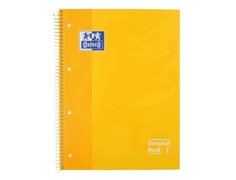 Bloc de espiral Oxford DIN A4 de tapa extradura, microperforado, cuadrícula de 5 mm, 80 hojas – Amarillo