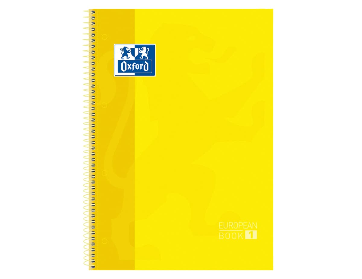 Bloc de espiral Oxford DIN A4 de tapa extradura, microperforado, cuadrícula de 5 mm, 80 hojas – Amarillo
