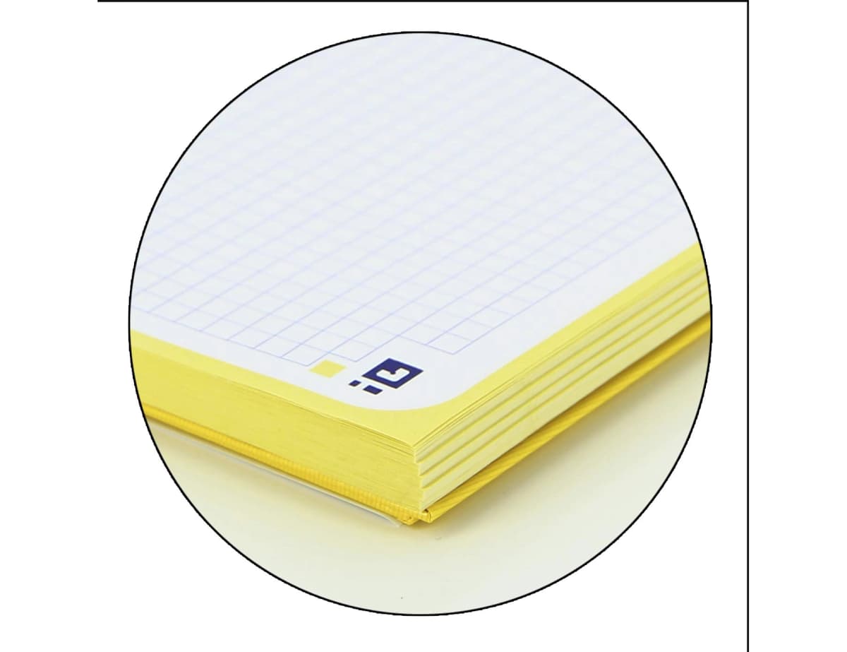 Bloc de espiral Oxford DIN A4 de tapa extradura, microperforado, cuadrícula de 5 mm, 80 hojas – Amarillo