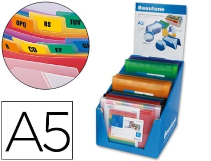 Liderpapel Carpeta liderpapel clasificador fuelle polipropileno a5 expositor de 12 unidades colores surtidos