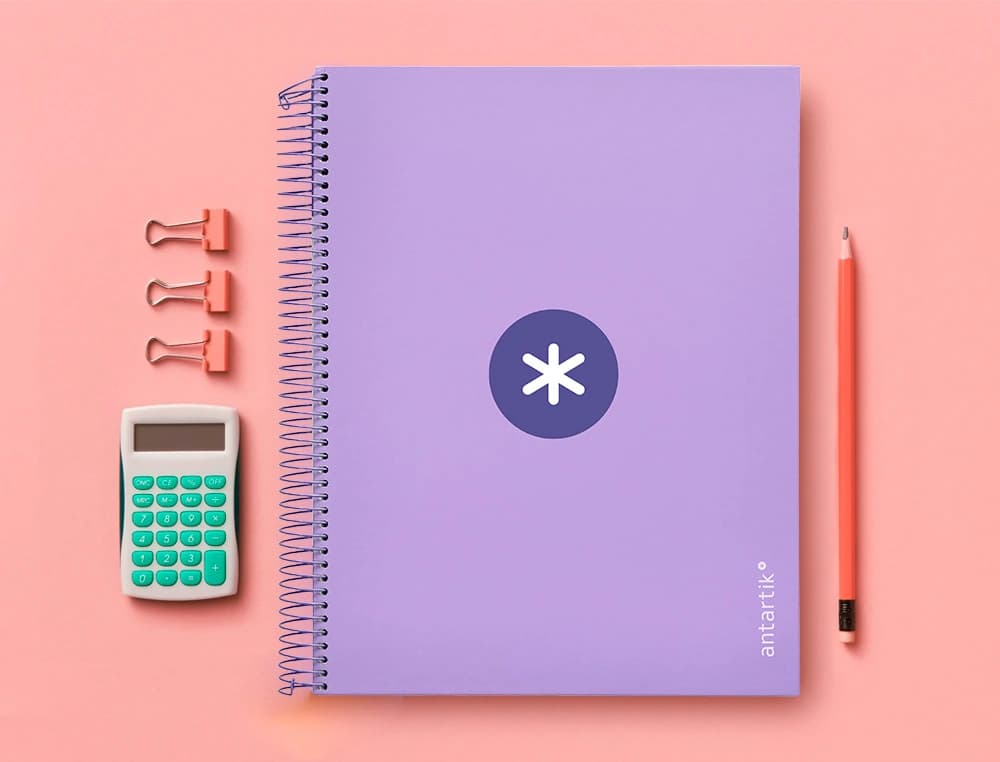 Cuaderno espiral micro antartik tapa forrada 120h cuadro 5mm 5 bandas 4 taladros