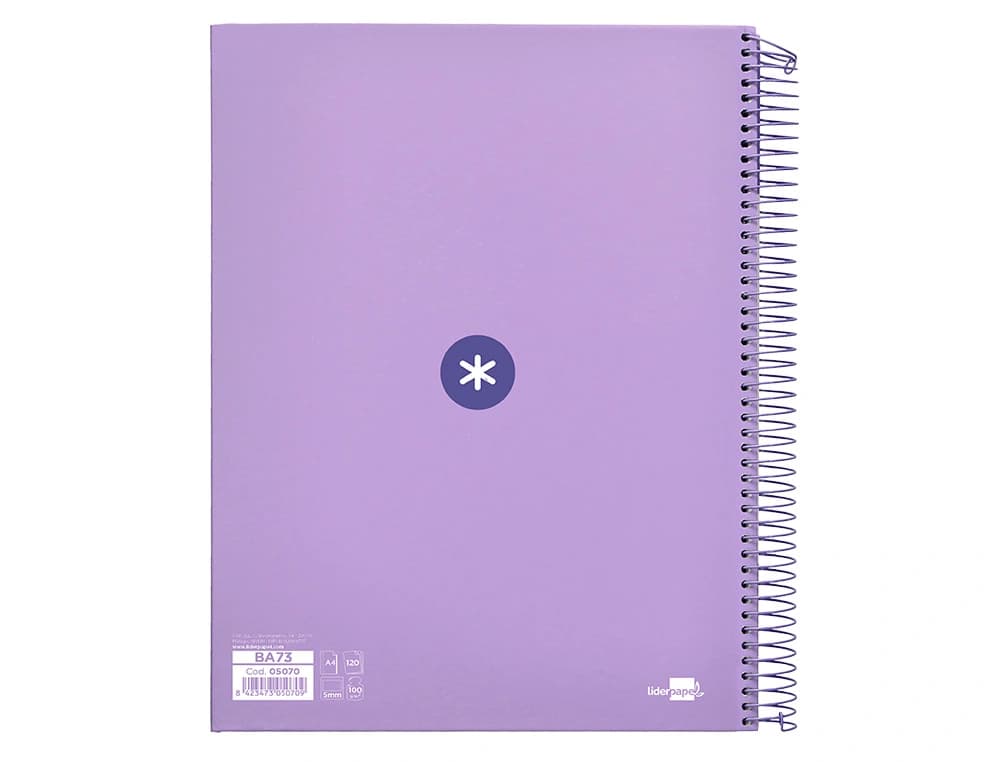Cuaderno espiral micro antartik tapa forrada 120h cuadro 5mm 5 bandas 4 taladros