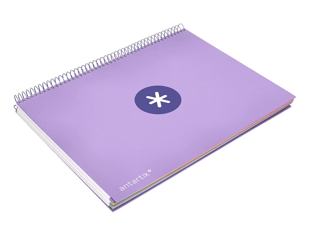 Cuaderno espiral micro antartik tapa forrada 120h cuadro 5mm 5 bandas 4 taladros