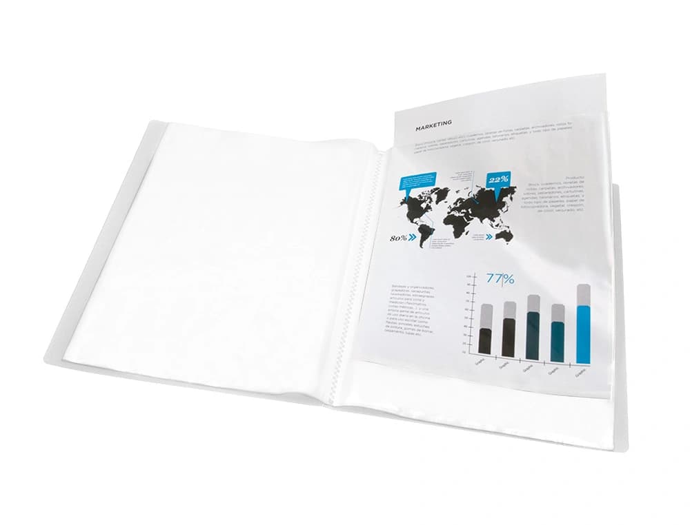 Carpeta liderpapel escaparate translucido 60 fundas polipropileno din a4