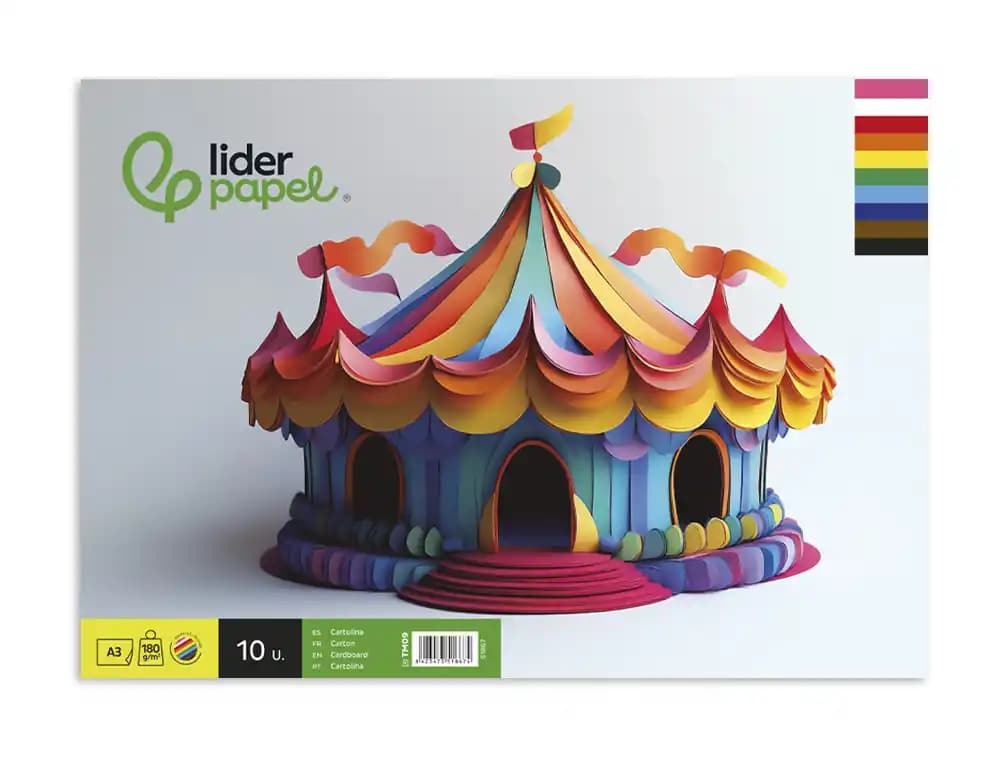 Bloc trabajos manuales liderpapel cartulina 297x420mm 10 hojas colores surtidos