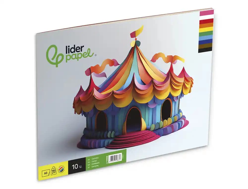 Bloc trabajos manuales liderpapel cartulina 297x420mm 10 hojas colores surtidos