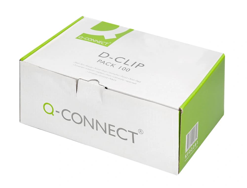 Encuadernador fastener q-connect plastico d-clips color rojo caja de 100 unidades