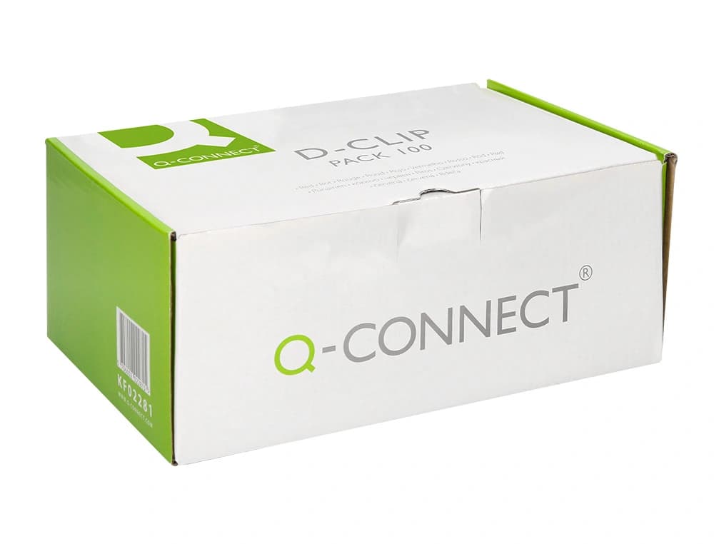 Encuadernador fastener q-connect plastico d-clips color rojo caja de 100 unidades