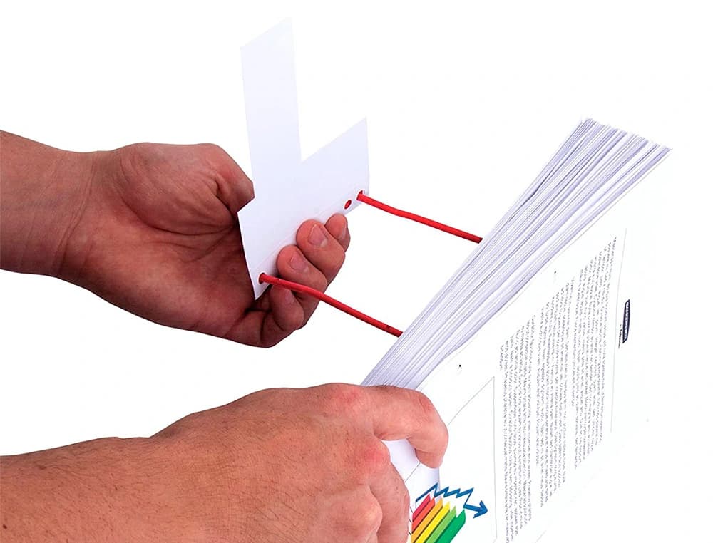 Encuadernador fastener q-connect plastico d-clips color rojo caja de 100 unidades