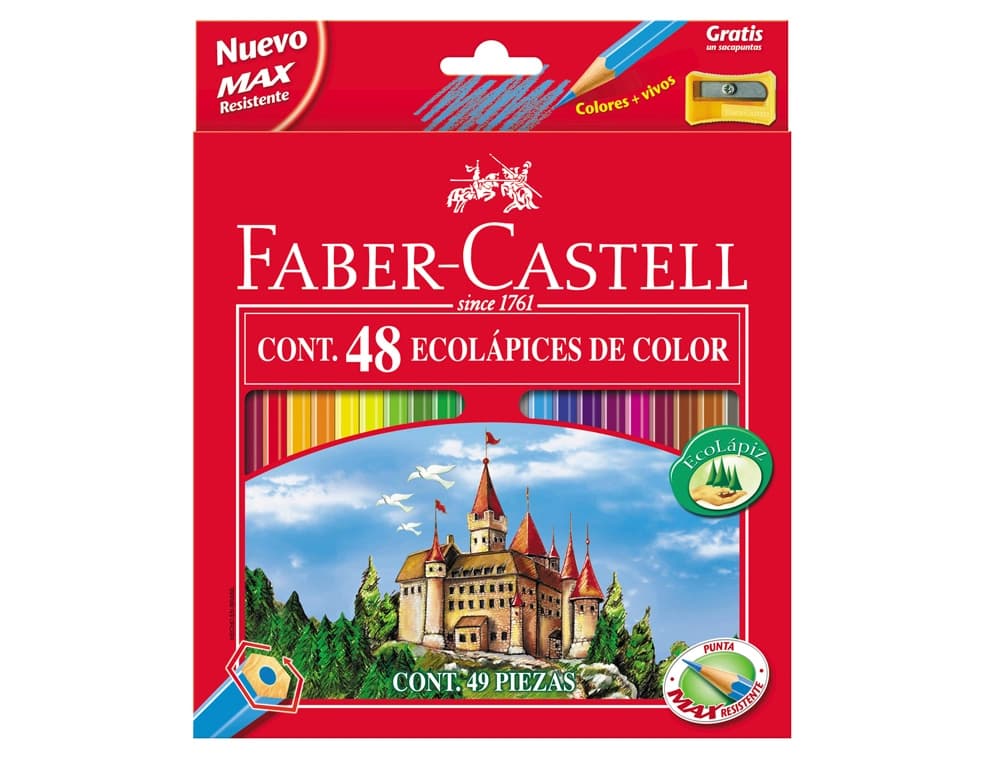 Lapices de colores faber castell hexagonal madera reforestada caja de 48 unidades colores surtidos